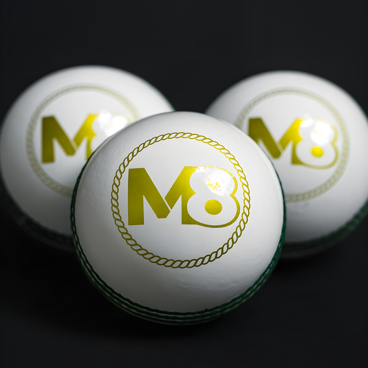 M8 TEST WHITE BALL | Hand Stitched 4 Piece Leather Ball.